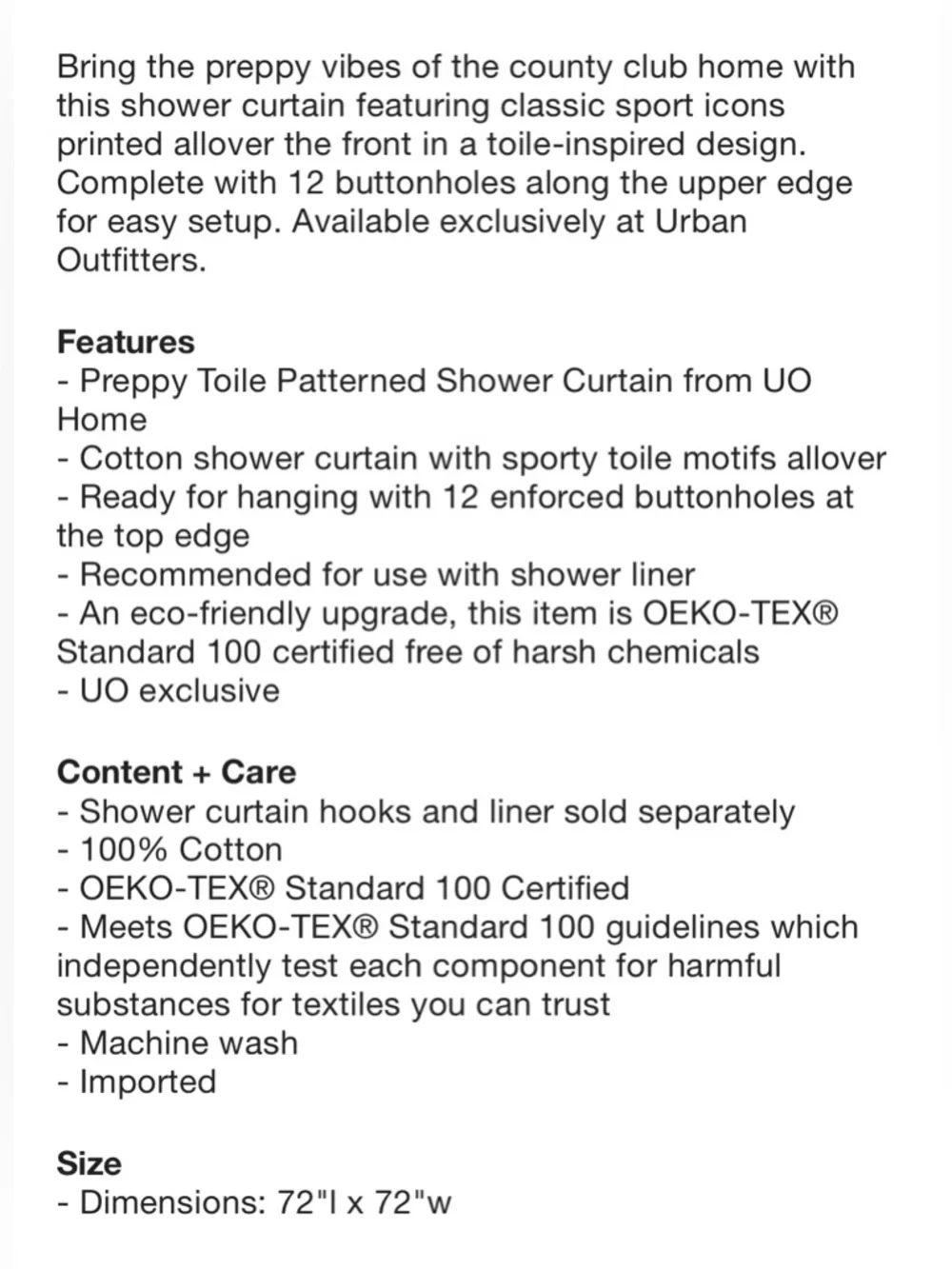 UO Preppy Toile Eco-Friendly Cotton Sport Icons Shower Curtain
